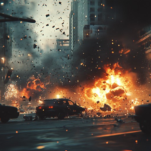 This aggressive instrumental track features heavy distorted guitars and pounding drums, enhanced by industrial elements to evoke the chaos and intensity of urban warfare. Perfect for scenes depicting high energy conflict in dystopian city settings.