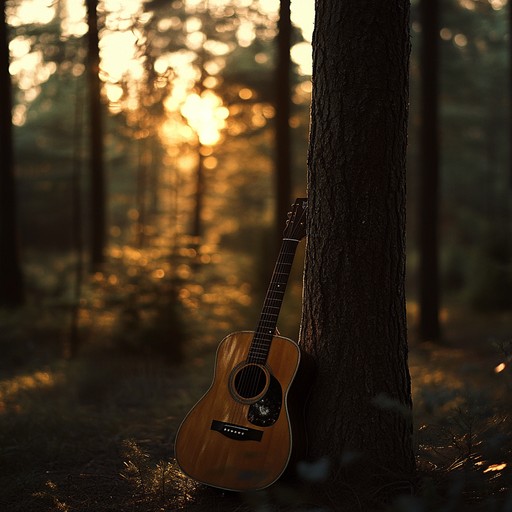 A calming instrumental melody that reflects the peaceful ambiance of a forest at sunset, with gentle guitar strings echoing the harmony of nature.