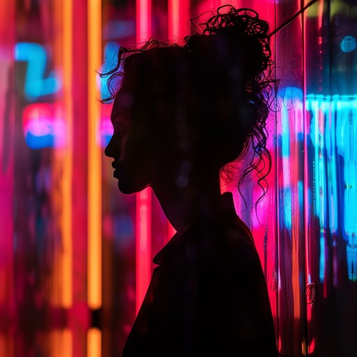 Step into a realm of seductive midnight vibes, enveloped in shimmering synths and pulsating rhythms, reminiscent of an electrified, retro futuristic cityscape