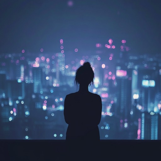 A haunting techno track characterized by pulsating beats layered with echoing synth melodies, capturing the essence of an endless urban nightscape. The melodies evoke a deep sense of yearning, intertwined with ambient sounds of a bustling yet lonely city, creating an atmospheric and emotionally resonant experience.