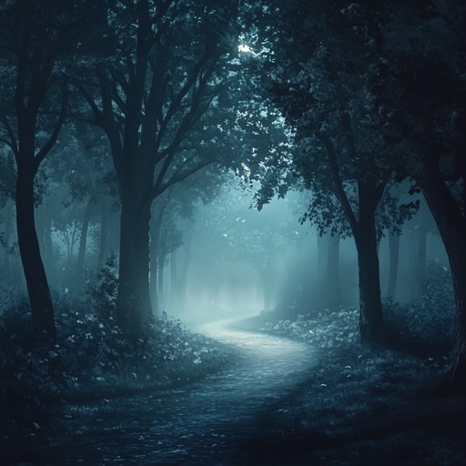 A thrilling ambient composition that evokes the sense of an adventurous night in an enigmatic forest, blending ethereal synths with ambient forest sounds to create an atmosphere of suspense and discovery.