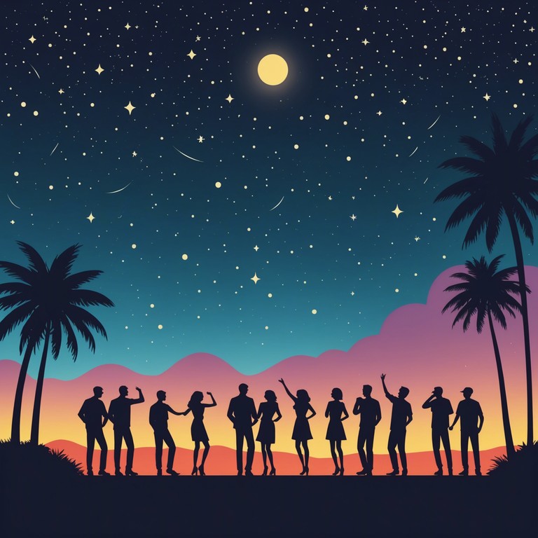 A night themed salsa track that mirrors the energetic beats of 'sizzling salsa sunset' but with a cooler, evening twist. The melody is playful yet intense, perfect for dance contests under the starry sky.