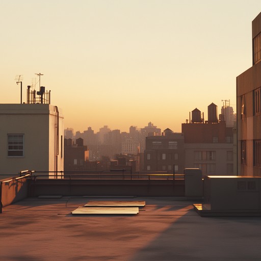 Imagine the golden hours of sunset on a quiet rooftop, with gentle lofi beats resonating in the background. This ambiance is achieved through the delicate interplay between the piano and nostalgic soundscapes, creating an uplifting yet calm euphoric feel.