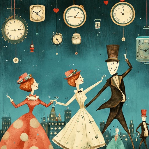 An energetic instrumental featuring mechanical sounds and joyful melodies, capturing the whimsical essence of clockwork in motion and inviting listeners to dance in a playful atmosphere