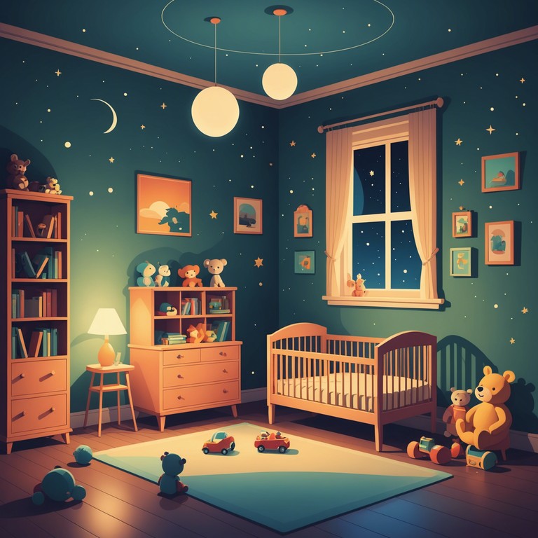 This piece captures the subdued atmosphere of a child's room as evening approaches, reflecting deeper thoughts and emotions stirred during play. The music intertwines mystery with a hint of adventure, suitable for children who ponder life's bigger questions while surrounded by their toys. The track uses subtle melodic structures to evoke feelings of contemplation and introspection without losing the innate curiosity of childhood.