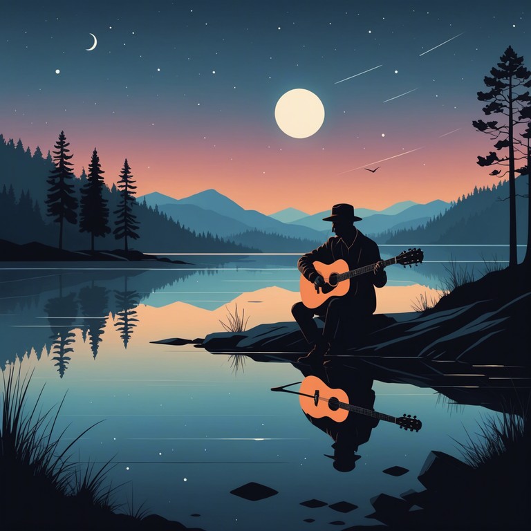 This track features a hauntingly beautiful smooth blues guitar melody that echoes like whispers over water. The deep, resonant vibrations perfectly capture the quiet tranquility of midnight. As the guitar strings gently pluck, the music invites listeners into a serene, contemplative state. Ideal for late night introspection or a peaceful end to a bustling day.