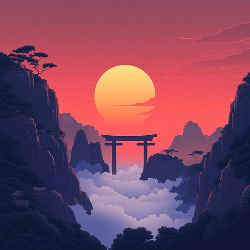 An instrumental anime track that utilizes traditional japanese instruments and modern orchestral arrangements to evoke a sense of ancient mysticism and awakening. Merging rhythmic taiko drums with ethereal koto and shakuhachi melodies, this composition paints a sonic picture of dawn breaking over a mythical landscape filled with awe and reverence.