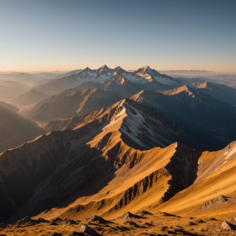 An orchestral masterpiece designed to sonically explore the impressive and overwhelming beauty of mountainous landscapes, enveloping the listener in an audio journey that feels as towering and grand as the peaks it represents