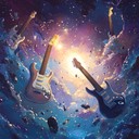 galactic guitar showdown with intense funky rock elements