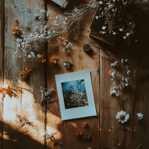 A blend of gentle acoustic guitar and subtle ambient textures, this composition transports listeners back to simpler times. Evoking sentimental yearning, the sound draws inspiration from personal photo albums, dried flowers, and the warm hues of sunset. It's perfect for someone looking to revisit cherished memories with a touch of melancholy.