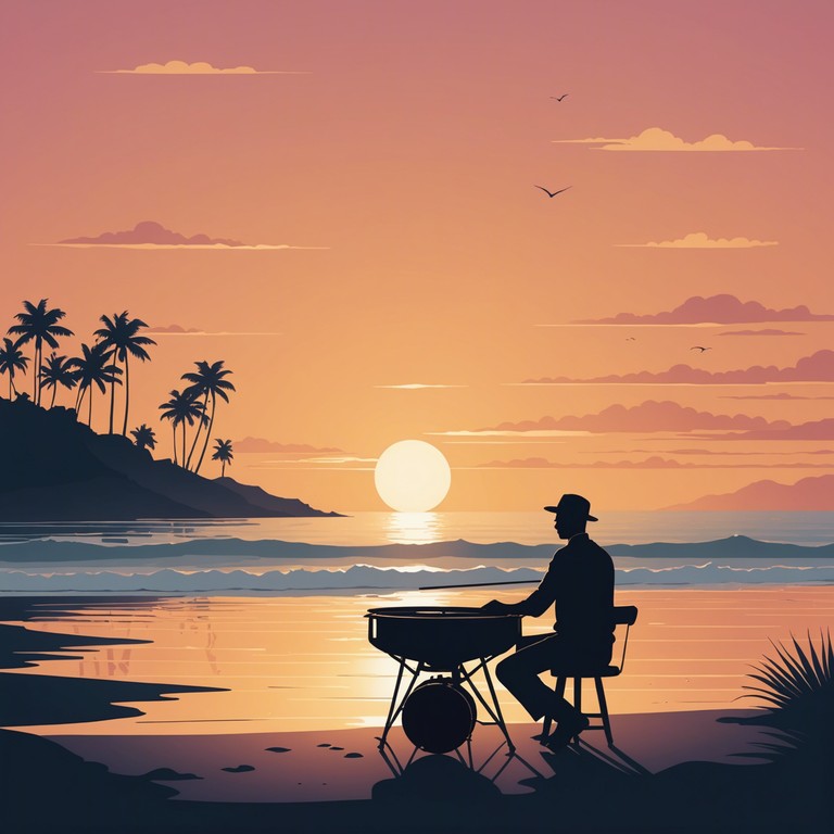 Imagine a soft serenade played on the steelpan as the sun sets over a calm caribbean beach, enveloping listeners in a tranquil atmosphere that marries classic caribbean music with a modern chill ambiance, perfect for mindfulness or a serene evening at home.