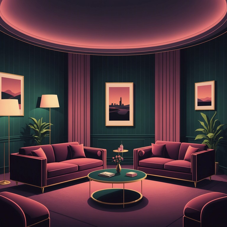 A track with a sultry saxophone leading the melody over lush, laid back beats, setting a mood that's perfect for a sophisticated evening in an upscale lounge. The music features deep bass lines and a touch of ambient noise to enhance the atmospheric quality of the lounge experience.