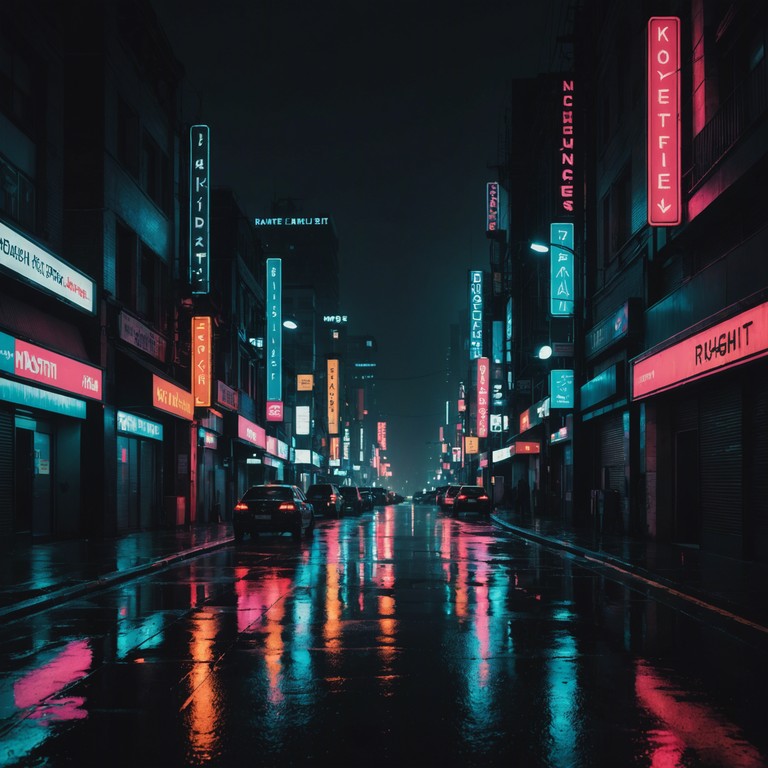 This track combines soft, breathy synthesizer pads with deep, sultry bass lines, creating an evocative soundscape. Seductive rhythms seductively pulse, merging with twinkling high notes that mimic the shimmer of city lights at night, all set against the backdrop of a steady, inviting techno beat.