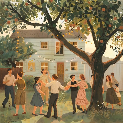 This piece brings to life an animated summer backyard gathering, with playful banjo melodies evoking images of dancing fireflies and lively conversations in the warm dusk air. The music flows with a steady but spirited pace, perfect for family picnics and moments of carefree joy.