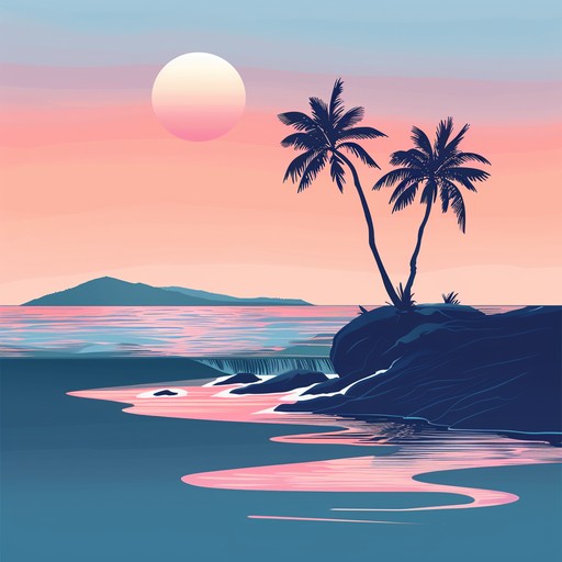 Capture the essence of a tranquil sunset with gentle guitar melodies and soft bossa nova rhythms, evoking the calming atmosphere of a serene tropical evening.