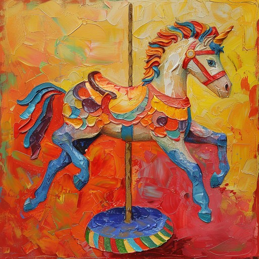 A whimsical instrumental piece reminiscent of an old fashioned carousel ride. It features a lively waltz rhythm with charming melodies, evoking images of painted horses and joyful laughter. Perfect for creating a nostalgic, fantastical atmosphere.