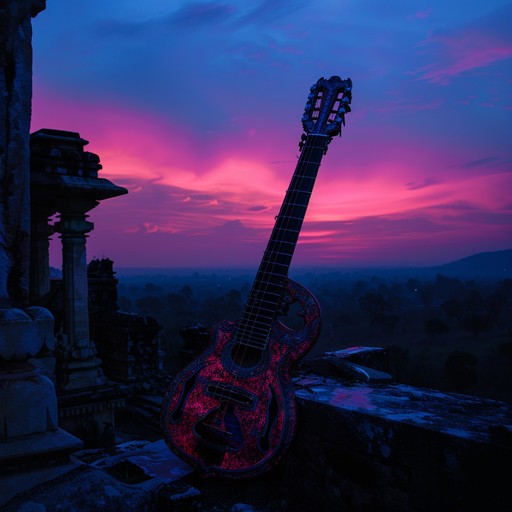 A mesmerizing blend of traditional indian raga and rock elements, creating a sonic journey through time and emotion. Delicate sitar melodies intertwine with electric guitar riffs, producing an evocative soundscape. Ideal for moments of deep reflection and introspection.