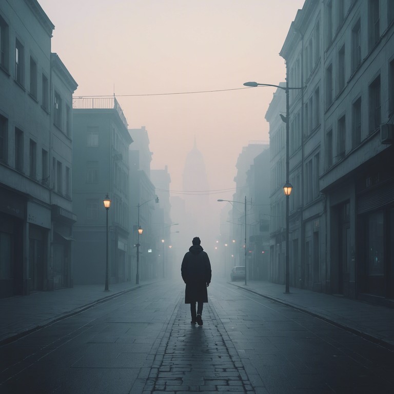 This track features a subtle blend of lofi hip hop elements with soft, rhythmic beats under a curtain of mellow synth sounds, creating a reflective and deeply introspective atmosphere. The melody carries a sense of being lost in thought while walking through a misty urban morning.