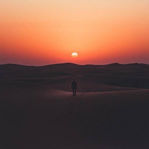 A sorrowful instrumental track using traditional middle eastern instruments to convey the vast isolation of desert landscapes. The sorrowful notes drift through the endless sands, embracing a sense of profound contemplation and solitude