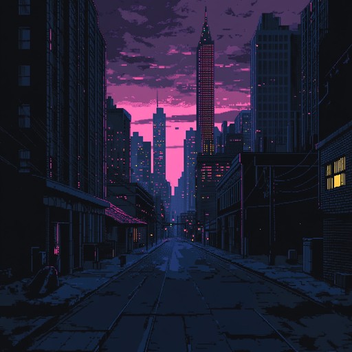 An instrumental synthwave composition that transports listeners to a dystopian future where shadows lurk in neon lit streets. Eerie synth melodies intertwine with pulsating basslines to create an atmosphere of tension and impending danger.