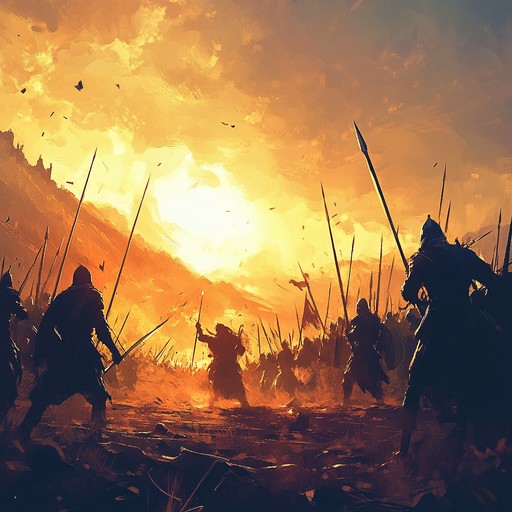 An awe inspiring orchestral composition that evokes heroism and bravery, featuring bold brass sections, sweeping strings, dynamic percussion, and triumphant melodies. Perfect for grand scenes of battle and victory in cinematic experiences