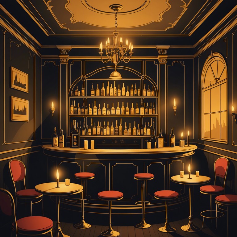 Imagine an old cabaret club, where the echoes of a grand piano dominate the ambience, blending with the sound of distant whispers, shadows flickering as if connected by unseen threads. The sense of a narrative lost in time permeates as the music continues to evoke sorrow and intrigue.