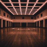 dancing alone under dim lights