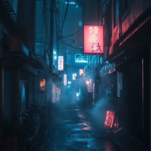 Experience the haunting beats and sinister synth melodies of a dystopian tokyo nightlife. This instrumental j pop track is perfect for setting an eerie, futuristic mood filled with tension and dark vibes.