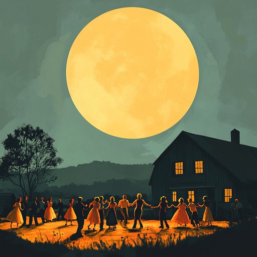 An energetic and heartwarming instrumental piece that blends lively fiddle melodies with rhythmic acoustic guitar, capturing the spirit of an autumn harvest festival under the glowing harvest moon.