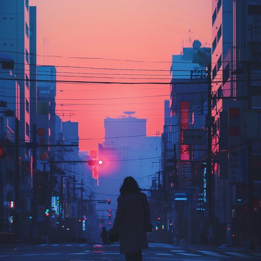 Capture the delicate transition from night to morning in tokyo through gentle melodies and soft electronic beats, creating a sense of renewal and quiet excitement