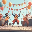 a cheerful mix of ukulele melodies with pirate polka beats