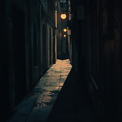 A haunting instrumental jazz composition that captures the tension and mystery of walking through shadow filled alleys in a silent city night