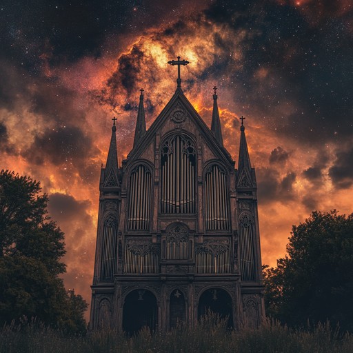 A haunting organ creates a backdrop of cosmic sounds interwoven with sorrowful and echoing gospel tones, capturing a deep sense of spiritual yearning and psychedelic wonder. The instrumental piece explores the profound depths of melancholy through a lens of ethereal gospel vibes, painting a picture of a sunset prayer fading into the vast, mysterious cosmos.