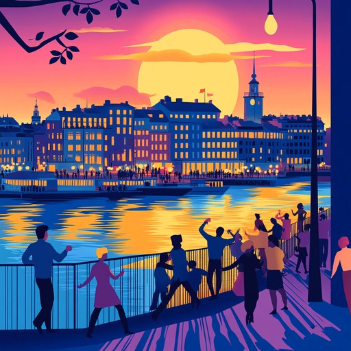 An energetic instrumental suomipop track that captures the vibrancy and joy of summer nights in helsinki, blending catchy melodies with traditional finnish sounds to create a spirited and uplifting atmosphere