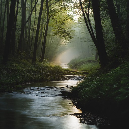 Echoes through trees is an aural journey through a lush, tranquil forest. Soft flute melodies harmonize with the soothing sounds of a gently flowing stream and the distant calls of forest creatures, providing a perfect backdrop for relaxation or meditation.