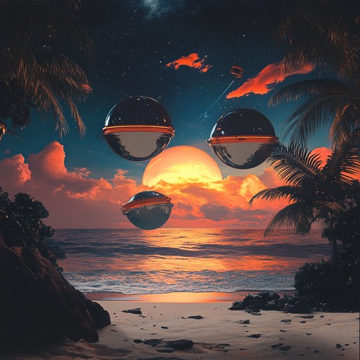 An entrancing blend of steelpan melodies and galactic soundscapes that transport listeners to a beach on an alien planet, where the rhythm of the waves syncs with the celestial bodies above. This track layers traditional calypso beats with otherworldly synth effects, creating a surreal, aquatic atmosphere.