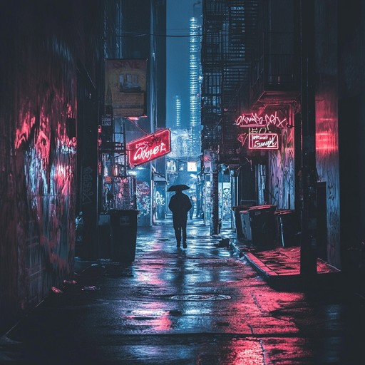 An instrumental lofi track that fuses gritty hip hop beats with distorted synth melodies, creating an aggressive urban atmosphere reminiscent of late night city streets.