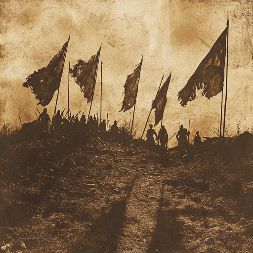 A sophisticated instrumental composition that blends solemn orchestral arrangements with traditional military percussion, capturing the essence of historic battles and the warriors who fought them. The piece builds gradually, introducing layers of strings, brass, and drums to evoke a sense of nostalgia and honor for those who have been forgotten by time.