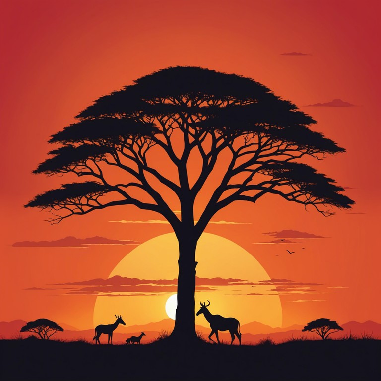 This track crafts a peaceful atmosphere reminiscent of a tranquil sunset over the african savanna. It combines traditional afrobeat rhythms with modern ambient influences, creating a serene soundscape perfect for relaxation or contemplation.