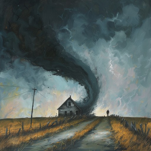 A powerful and ominous instrumental piece that captures the intense energy and chaos of a tornado tearing through the plains. Howling winds, crashing thunder, and driving rain create a sense of impending doom as the storm approaches and unleashes its fury.