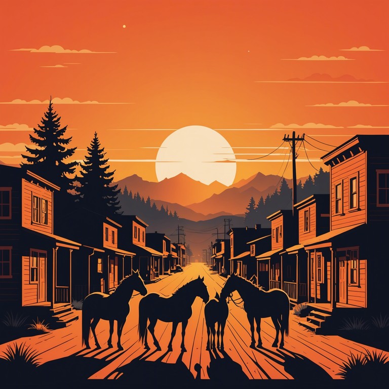 This composition captures the essence of a new day dawning in a bustling frontier town. The music ebbs and flows like the hopeful hearts of its inhabitants, with rising melodies that paint a picture of opportunity and adventure on the open plains. The primary instrument, a cheerful banjo, sets a lively and optimistic tone that resonates with the spirit of the wild west.