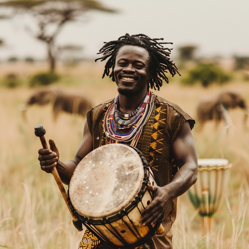 Exhilarating drum beats mimicking the heart of african wildlife, infused with intricate polyrhythms that transport you to the vast, sun baked savanna. The relentless pace and vibrant hues of sound embody the fierce spirit and exhilarating beauty of the african wilderness, creating an indisputable afrobeat masterpiece.