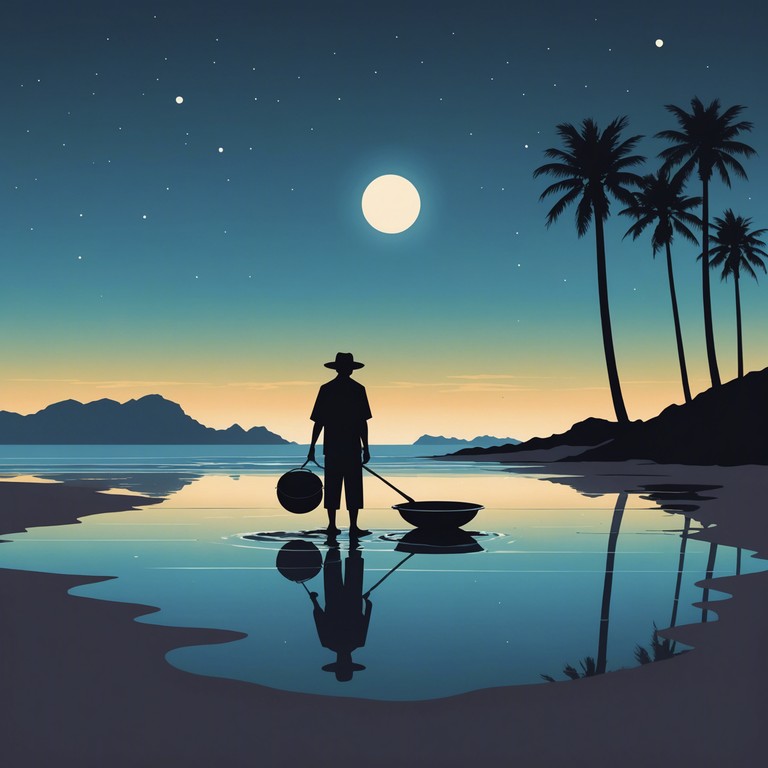 A serenade under the moonlight on the shores of trinidad, blending traditional melodies with unexpected modern twists to evoke a juxtaposition of familiarity and avant garde appeal. It uses the iconic sounds of the steel pan, mixed with electronic effects to pull the listener into a dance beside the ocean waves.