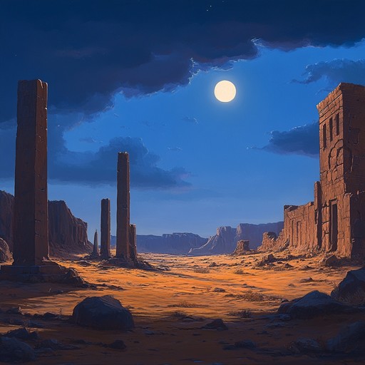 A mystical journey through windswept sands, evoking expansive terrains and ancient mysteries under starlit skies. Ambient percussive elements and subtle melodies merge to create a soundscape that feels both timeless and out of this world