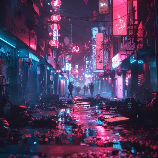 An innovative track blending mechanical industrial sounds with haunting, futuristic melodies to evoke an edgy and surreal urban dystopia. Using digitally distorted effects and unconventional rhythmic patterns, this song transports the listener into a neon lit, echoing cyberpunk world where technology and desolation coexist.