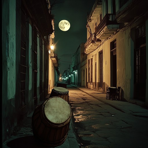 An instrumental piece featuring ominous afro cuban percussion and eerie harmonies, creating a mysterious atmosphere that evokes the shadows of the night.