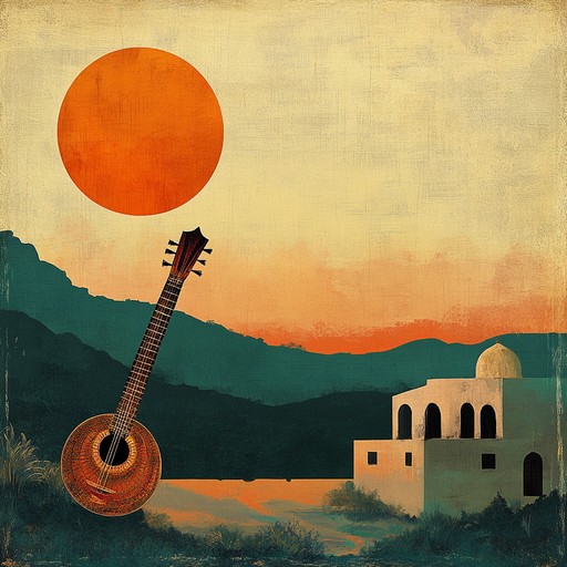 A vibrant and uplifting instrumental composition showcasing the expressive sitar in a hindustani classical style, weaving intricate melodies over dynamic rhythmic patterns that capture the spirit of a sunrise