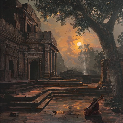 This poignant composition captures the melancholic beauty of a sunset, intertwining the sitar’s evocative melodies with the subtle complexities of hindustani classical traditions to create a deeply reflective and brooding atmosphere