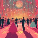 shimmering rhythms in an elegant ballroom setting's radiant glow.