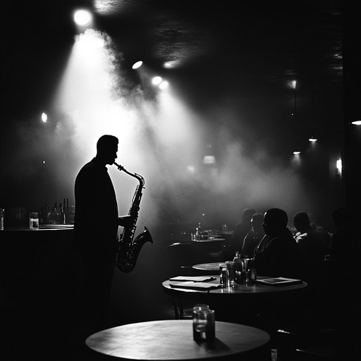 Imagine a dimly lit jazz club, where the air is thick with smoke and the sense of nostalgia. The sultry sounds of a saxophone weave through the room, capturing the deep blues of longing and introspection. The notes cascade gently, creating an intimately soothing atmosphere, every note a whisper of wistful desire.